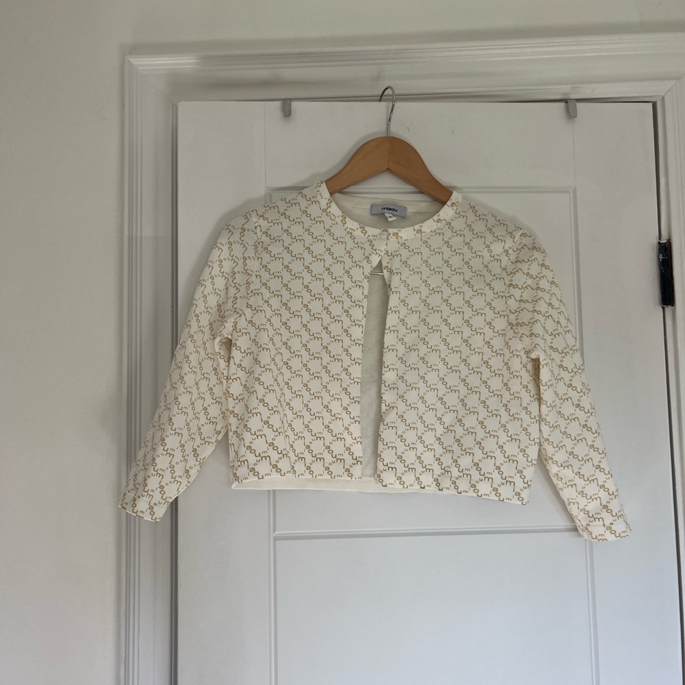 Miaou Cream and Gold Logo Cardigan